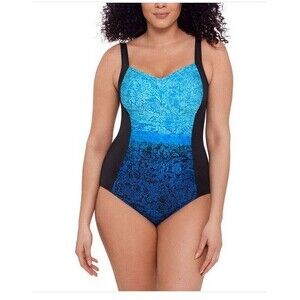 NWT Miradonna by Miraclesuit Slimming Swimsuit Blue (Ocean Ombre) Size 10